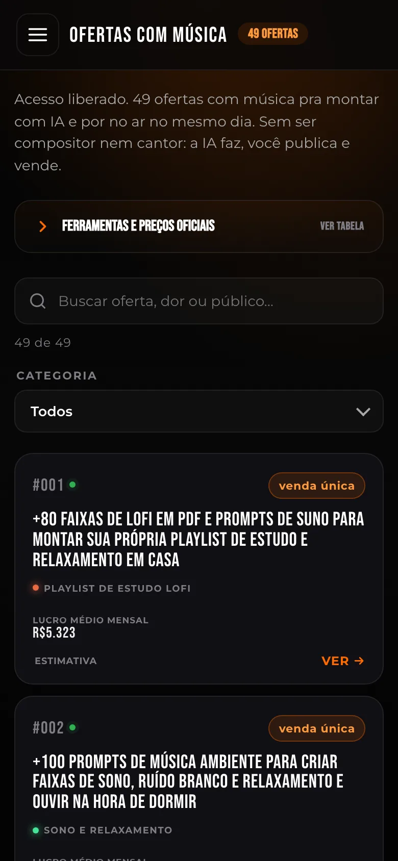 Detalhe da oferta